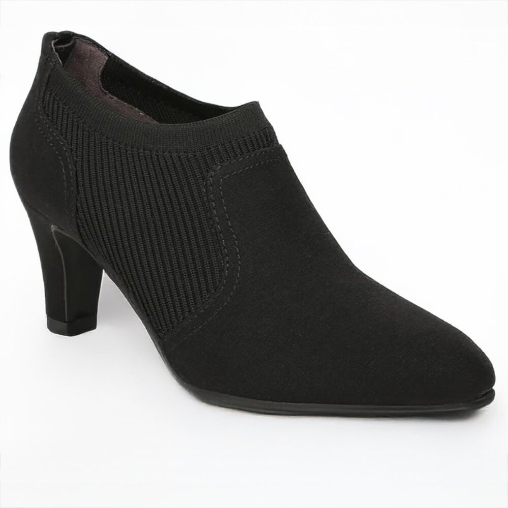 LifeStride Gia Shootie Ankle Boot Black Pointed Toe Heel Size 8.5 Like New